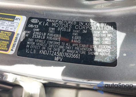 2013 Kia Soul z USA, uszkodzony, nr VIN KNDJT2A58D7635661